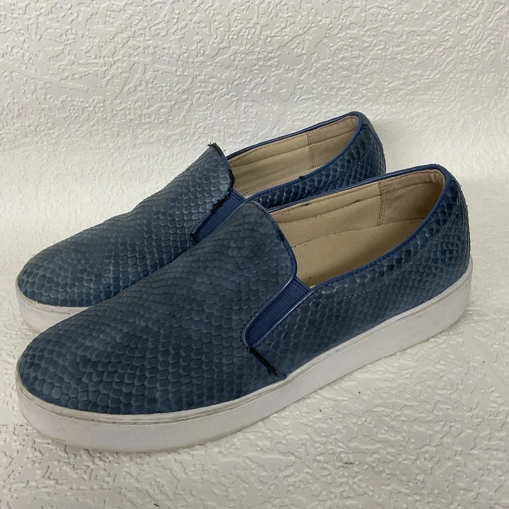 Vionic Midisnake Loafers Shoes‎ Women's Size 7 US/38 EU Blue Leather Orthotic